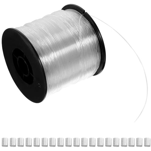 ABOOFAN Cuerda para Colgar Marcos de Fotos Nylon Transparente 0,80 Mm 200 M 60 Piezas de Aluminio Kit Colgador de Cuadros para Decoración Hogar Oficina Manualidades
