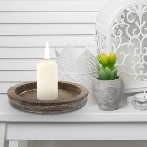 Bandeja redonda de madera resistente a manchas para velas decorativas 6