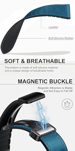 Image of ACM Watch Strap Leather Magnetic Silicone 22mm compatible with Noise Halo 2 Mod Smartwatch Belt Luxury Band