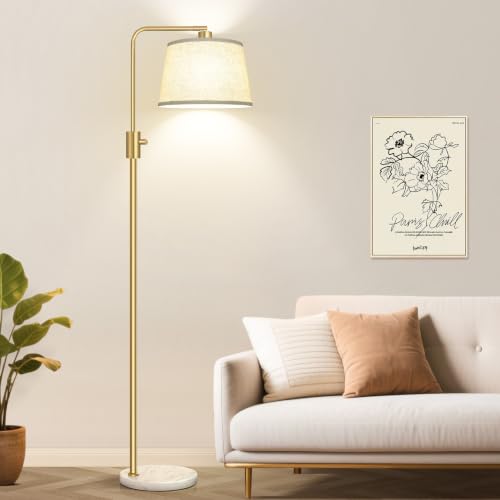 Image of Nintiue Dimmable Gold Floor Lamp, 1000 LM LED Edison Bulb Included, Arc Floor Lamps for Living Room with Marble Base, Modern Standing Lamp Tall Lamps for Living Room Bedroom