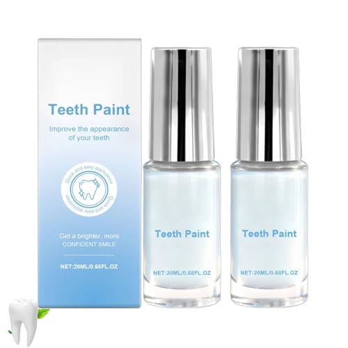 Pintura dental blanqueadora, pintura dental blanca sobre dientes blancos, pulimento dental de larga duración, cuidado dental blanqueador suave, fácil de usar (2pcs)