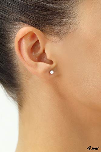 14k White Gold Ball Stud Earrings with Gold Butterfly Pushback3