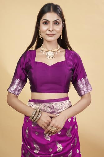 Image of Shasmi Women's Banarasi Saree Pure Kanjivaram Silk Saree Soft new ladies 2025 Design Wear Pattu Sarees Party Sari collections With Blouse Piece for Wedding sadi (PARI-188)