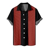 Rosennie I Love My Boyfriend Shirt T Shirt Herren Schwarz Herrenhemden Langarm Bügelfrei Revers Palm Druck Sommerhemd Kurzarm Lustige T Shirts Loose Cuba Hemd Mit Knopfleiste Hemden Herren (Rot, 8Xl)