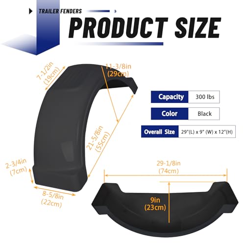 image for ECOTRIC 2 Pcs Trailer Fenders W/Steps Compatible with Single-Axle Trai