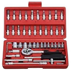 ShopiMoz 46 in 1 Pcs Rachet Tool Kit & Screwdriver and Socket Set Multi Purpose Tool Case For Mechanical Repair/Auto Repair Tool Kit/Home Maintenance