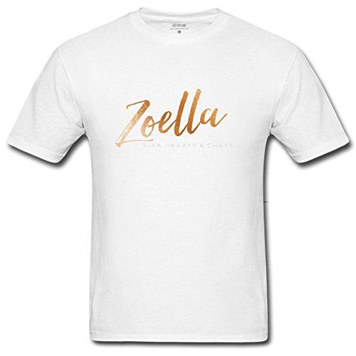 YangCH Men's Zoella Life Beauty Chats Cotton T-Shirt XL White