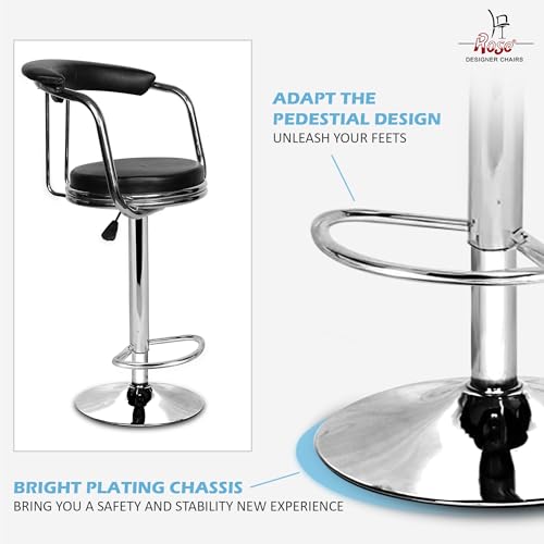 Image of ROSE Kiya Height Adjustable & Revolving Bar Stool /Kitchen Chair Suitable for Kitchen, Cafeteria, Dining, Office,Shops (Pack of 1) (Jet Black)
