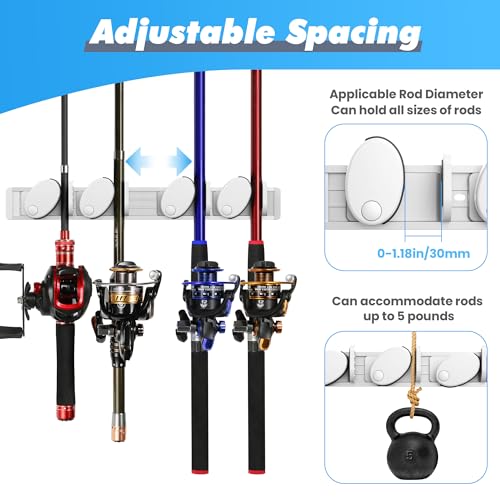 Jorazor Suporte de vara de pesca vertical, suporte de vara de pesca montado na parede, suportes de v