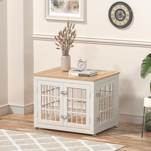 Heavy-Duty-Dog-Crate-Furniture-for-Small-Dogs-Decorative-Pet-House-End-Table-Wooden-Cage-Kennel-Furniture-Indoor-White-and-Natural Heavy Duty Dog Crate Furniture for Small Dogs Decorative Pet House End Table Wooden Cage Kennel Furniture Indoor White and Natural