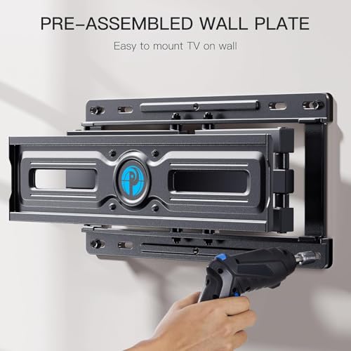 Image of Pipishell Full Motion TV Wall Mount for 26-65 inch TVs up to 99 lbs, TV Mount with Dual Arms, Swivel, Tilt, Max VESA 400x400mm, 3 Bracket Heights, Wall Mount TV Bracket Fits 12 inch /16 inch Wood Studs, PIMF4