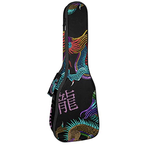 Housse ukulélé ténor pour vos concerts et voyages avec broderie dragon rétro
