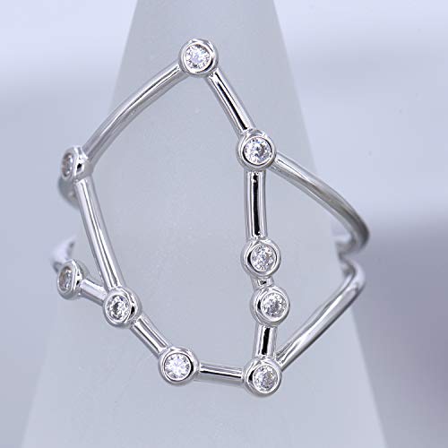 Rhodium Plated Sterling Silver Bezel Set Constellation Zodiac Rings4