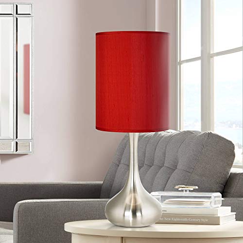 Lámpara de Mesa Moderna Gota 23.5 pulg. Base Níquel Cepillado Roja