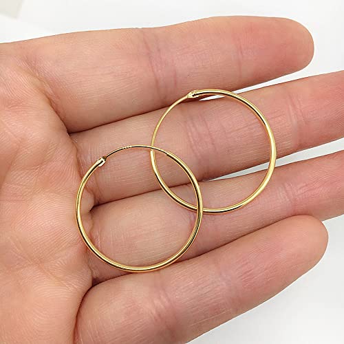 Minimalist Thin Endless Hoop Earrings Sterling Silver 925 Simple Small Cartilage Huggie Hoops Tragus Earring Ear Piercing Nose Rings Studs 14mm 16mm 18mm 20mm Fashion Jewelry for Women Men BFF4
