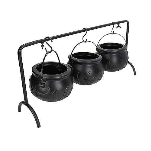 Sxhlseller Concha de Caldero de Bruja de Halloween, Divertido Accesorio Interactivo para Niños, Rendimiento de Hierro ABS Negro