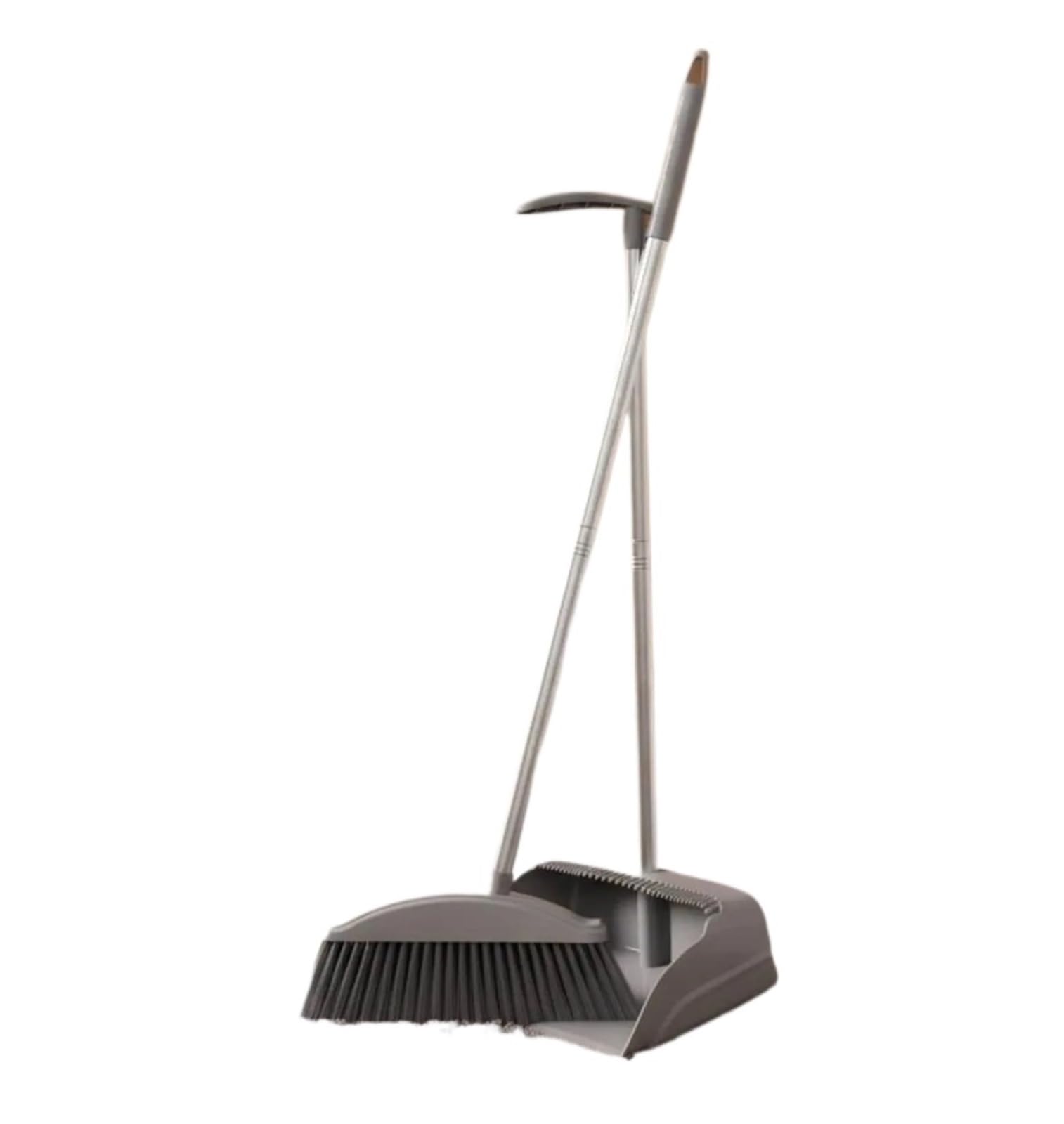 Broom and Dustpan Thick Bristles Soft Bristle Sweeping Easy Storage(Gray)