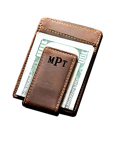Personalized Leather Magnetic Money Clip The Sanibel by Left Coast Original