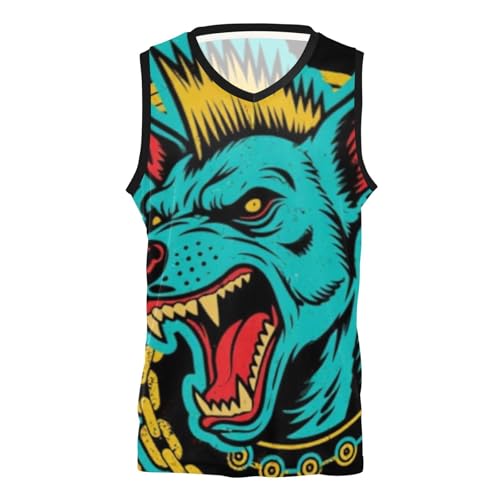Maillot de basket-ball style punk avec motif de loup rugissant pour look athlétique