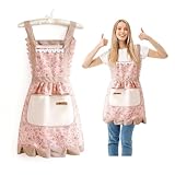 HMCEY Tablier Cuisine Femme de Menage,Tablier Patisserie avec Poches,Tabliers Poterie Réglable,Tabliers de Barbecue,Serveur Restauration,Boulanger Imperméable pour Chef, jardinage, Café, Bistro