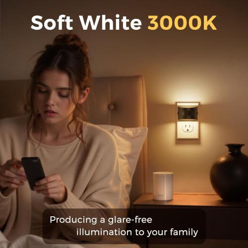 Image of L LOHAS LED Night Light with Motion Sensor & Dusk to Dawn Sensor, Night Lights Plug into Wall with 30-100lm Adjustable Brightness, Motion Activated Night Light, 3000K Soft White, 2 Pack