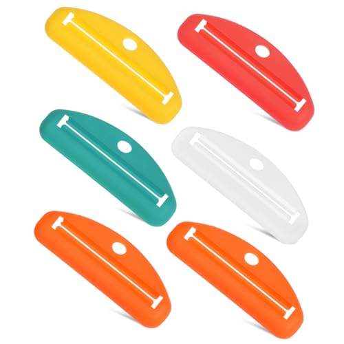 Healvian 6 pièces Presse Tubes Colorés Manuel pour Dentifrice et Sauce Facile pour Tubes Souples Rose Vert et Orange