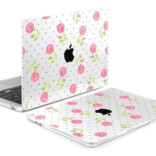 Image of MEEgoodo Case for M5 /M4 /M3 /M2 MacBook Air 13 inch 2026 2025 2024 2022, Fit Model A3449 /A3240 /A3113 /A2681, Case Compatible with MacBook Air 13.6-inch, Watercolor Roses&Polka Dots