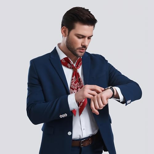 Image of 27.5 Inches Square Silk Feeling Neck Scarf for Men Necktie Silk Bandanas Pocket Square Cowboy Scarves
