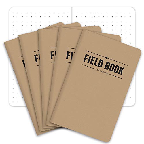 Field Notebook/Pocket Journal - 3.5"x5.5" - Kraft - Dot Graph Memo Book - Pack of 5