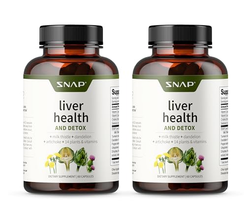 Snap Supplements Liver Health Support Supplement, Natural Liver Cleanse Detox and Repair, 60 Count (Pack of 2)