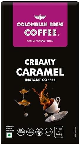 Colombian Brew Creamy Caramel Instant Coffee Powder, No Sugar, 20 Sachets