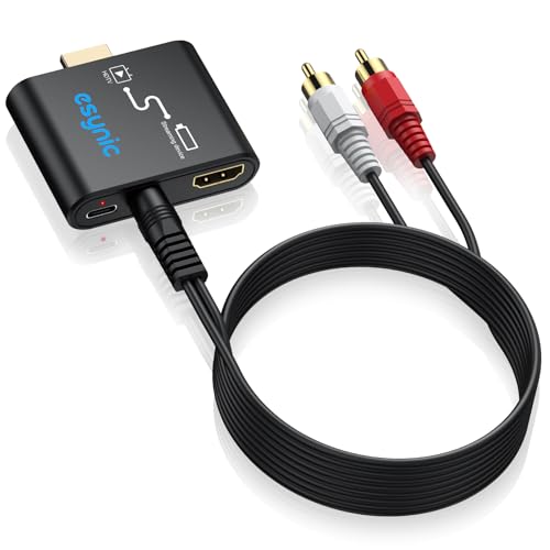 eSynic HD Audio Extractor für Fire TV Stick 4K Optisch Splitter Adapter HDMI zu HDMI Konverter Kein Cinch/eARC Adapter Dongle Stereo PCM 2.0 Audio für Kopfhörer & Lautsprecher (3,5mm Audioausgang)