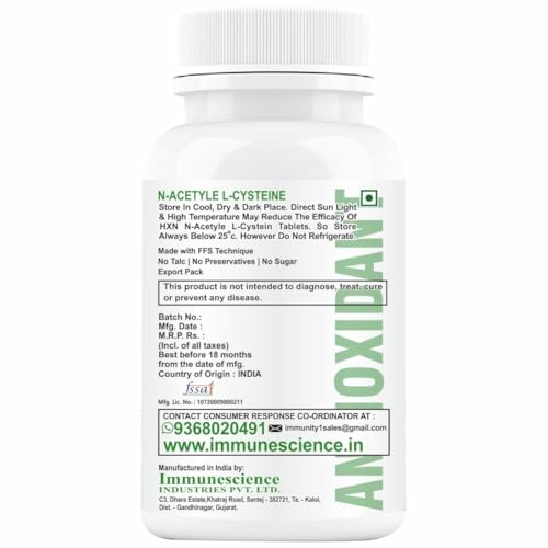 HXN NAC Supplement, N-acetyl-cysteine, Glutathione for lungs Detox, with Vitamin C Tablet, (99% NAC Supplement) Support Immunity, Respiratory Health Supplements 60 Tablets