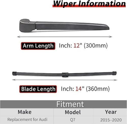 Image of OTUAYAUTO Rear Windshield Back Wiper Arm blade Set - Replacement for AUDI Q7 2015-2020, SQ7 2016-2020 Factory OEM Replacement for 4M0955407A