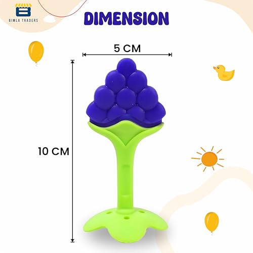 Image of Baby Tree and Fruits Shape Teether Teething | Natural Organic Freezer Safe for Newborn Infant, Babies | Silicone BPA Free | Gum Pain Relief 3D Soother Set (Pack of 1, Grapes)