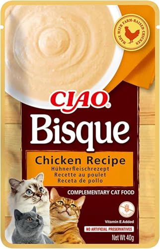 INABA Ciao Bisque Katzenfutter Nass mit 30% Hühnerfleisch und 86% Feuchtigkeit | Getreidefrei, Zuckerfrei, Keine Nebenerzeugnisse | Cremige Paste und...