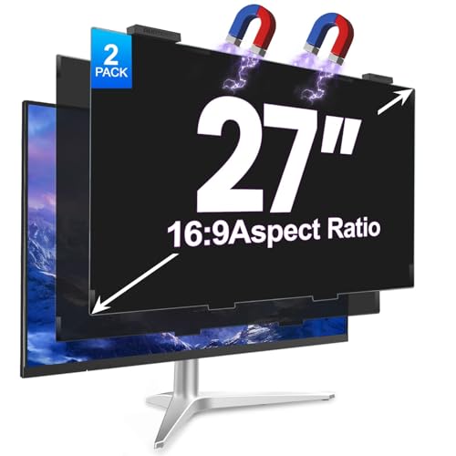 Image of 2Pack Magnetic 27 Inch Privacy Screen for Computer Monitor 16:9 Aspect Ratio, Hanging Removable Anti-Blue /Glare Protector Film, Anti Spy Desktop Security Private Filter 27in