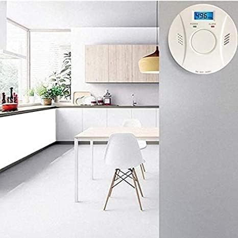 Miniatura 3 de Paquete de 2 detectores de humo y detector de monóxido de carbono, detector de CO2, funciona con batería con botón de pruebareinicio