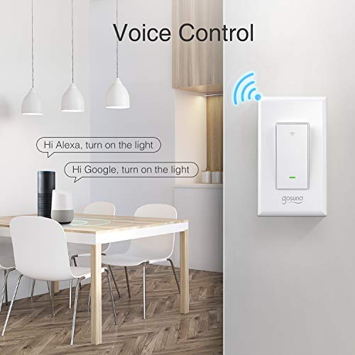 Smart Light Switch, Gosund 2.4Ghz WiFi Light Switch Works with Alexa, Google Assistant, Remote Control/Voice Control and Schedule, Neutral Wire Required, Single-Pole, No Hub Required - Thumbnail 4