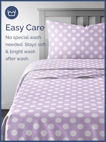 Image of Kids Twin Size Purple Dots Bed Sheets - 3 Piece Kids Purple Dots Sheet Set