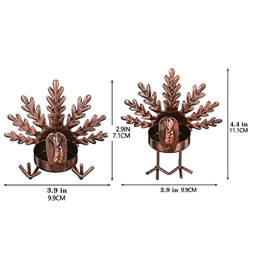 6 Pcs Turkey Tealight Candleholders, Thanksgiving Tabletop Sitting Standing Turkey Tea Light Candle Holders, Thanksgiving Tea Light Candle Holders For Fall Fall Table Centerpiece Mantel Home Decor #TOP1