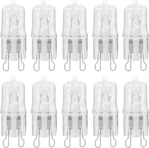 12Vmonster 10 Pack Crystal Clear Lense Q20/G9/CL/120V G9 JCD 20 Watt 120 Volt T4 JD Type Halogen House Hold Light Bulb Hanging Pendant Accent Type Spot Down Lamp Chandelier Sconce Fixture Lighting