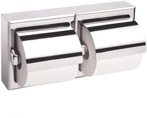 Bobrick B-69997 Toilet Paper Dispenser, 12 3/8 Surface Mount Two Roll w/Hood - Satin Finish Stainless Steel