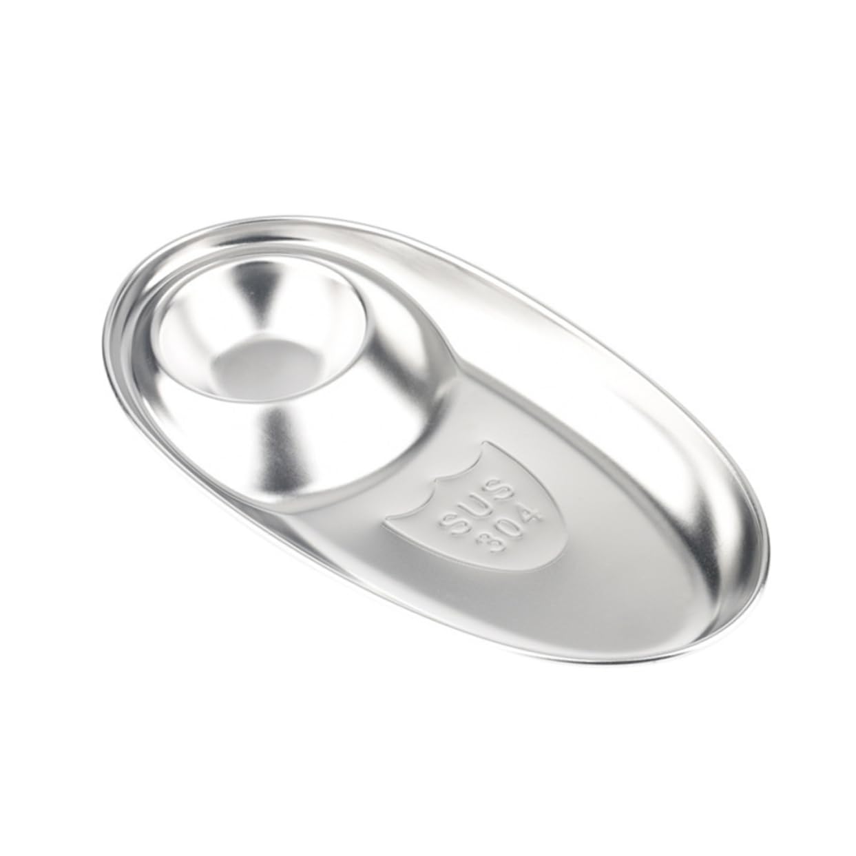 Cabilock Sturdy Double Compartment Condiment Plate Food Seasoning Dish Saucer for Hot Cold Sauces