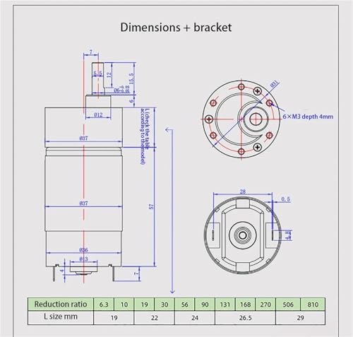 Moteur à engrenages JGB37-555 12V 7RPM avec support de fixation - 3