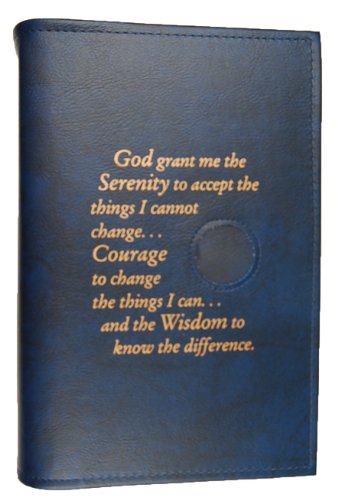 Culver Enterprises Alcoholics Anonymous AA Big Book LARGE PRINT Cover Serenity Prayer Medallion Holder BLUE