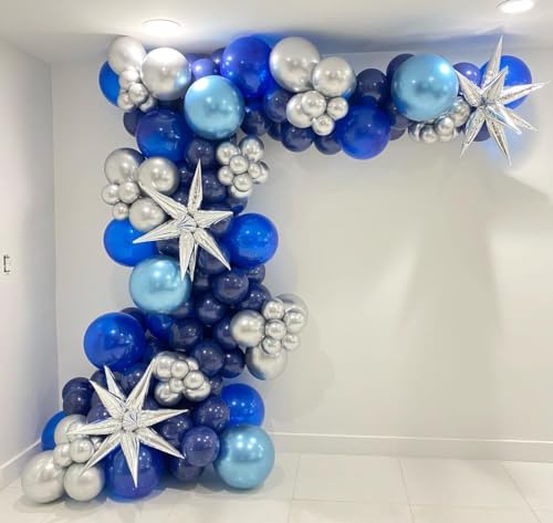 Image of KBZVNAF Blue Latex Balloon Set - 60 Pack 12 Inches Metallic Chrome, Light, Pastel Baby, Royal Blue Balloons for Birthday, Wedding, Baby Shower Party Decoration