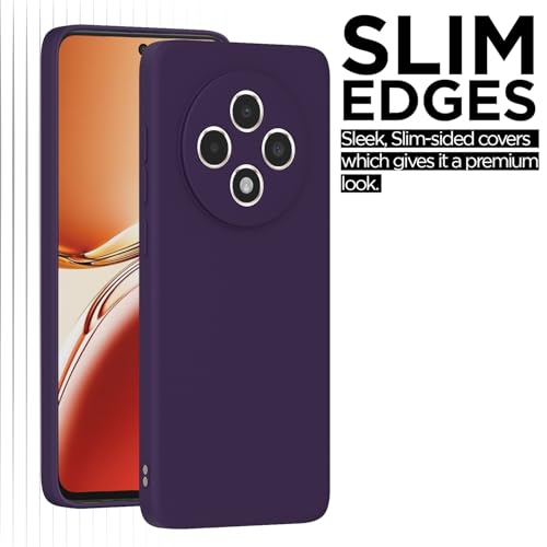 Image of Outlouders Back Cover for Oppo Reno 12F 5G | Camera Protection | Durable Soft Matte Silicone Bumper Case (Purple)