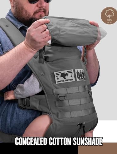 Image of Ergonomic Lumbar Support Baby Carrier for Infants to Toddlers (8-33 lbs), Cozy and Lightweight Military Baby Carrier for Plus Size Parents-Dark Grey