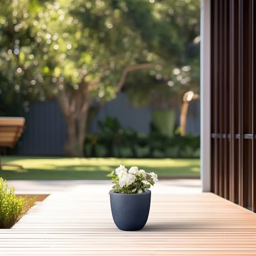 Image of Kante Small Round Bowl Charcoal Concrete Planter 10 inch Dia, Outdoor